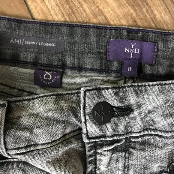 NYDJ Jeans Legging Jegging Moto Gray Stretchy Denim Zipper Pocket Size 8 - Picture 3 of 7